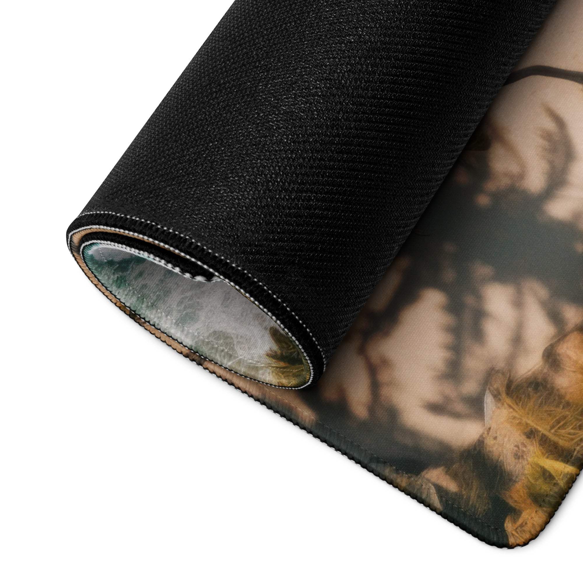 Black textured camouflage forest gaming mouse pad with non-slip base