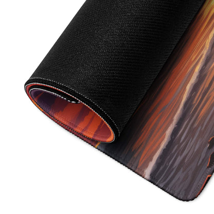 Black textured Sunset Beach gaming mousepad with orange brown gradient