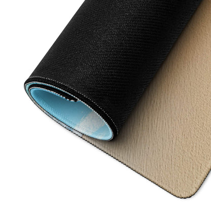 Calm Ocean Blue gaming mouse pad back: black textured top, light blue lining, beige underside