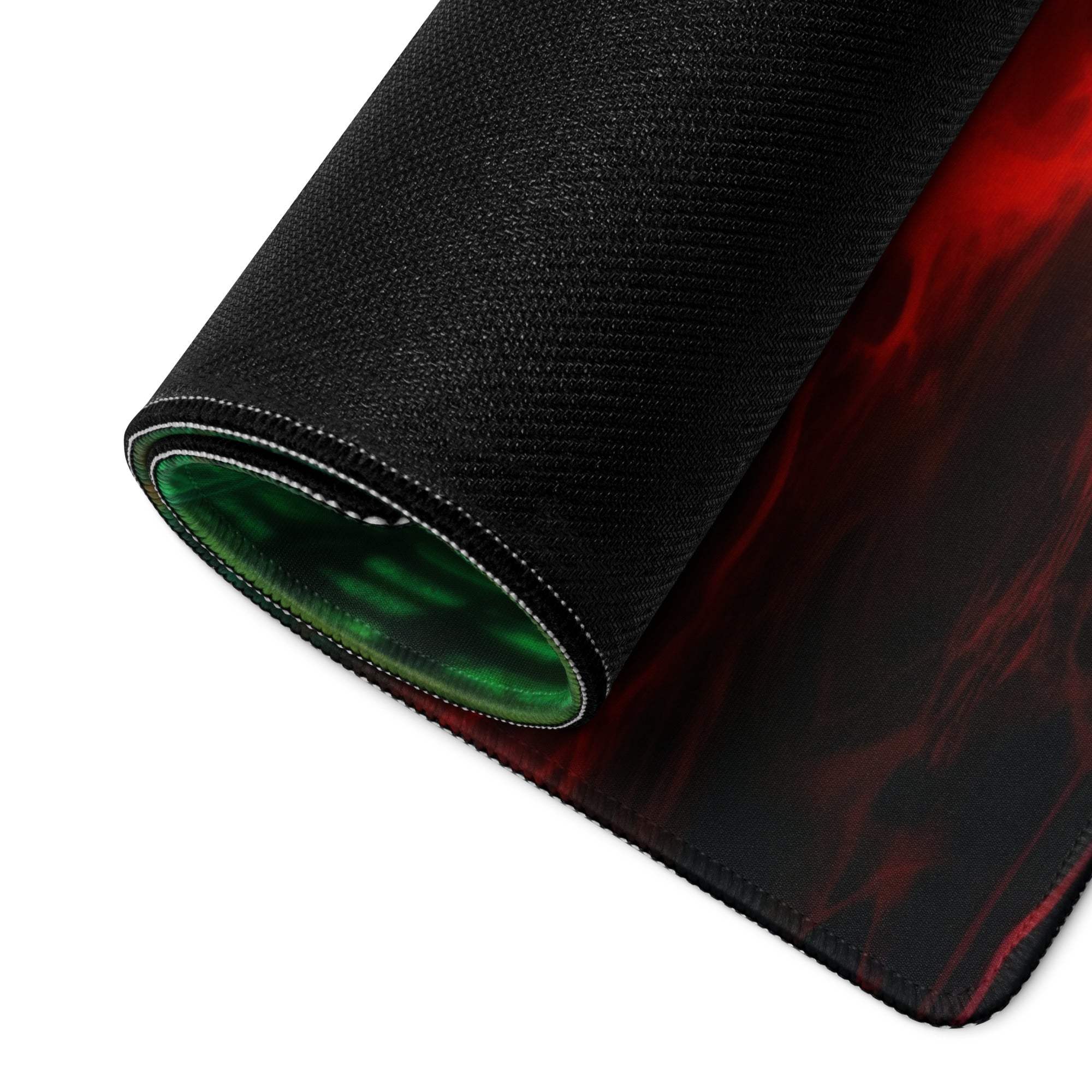 Dark gothic neon red green flame gaming mouse pad with non-slip base