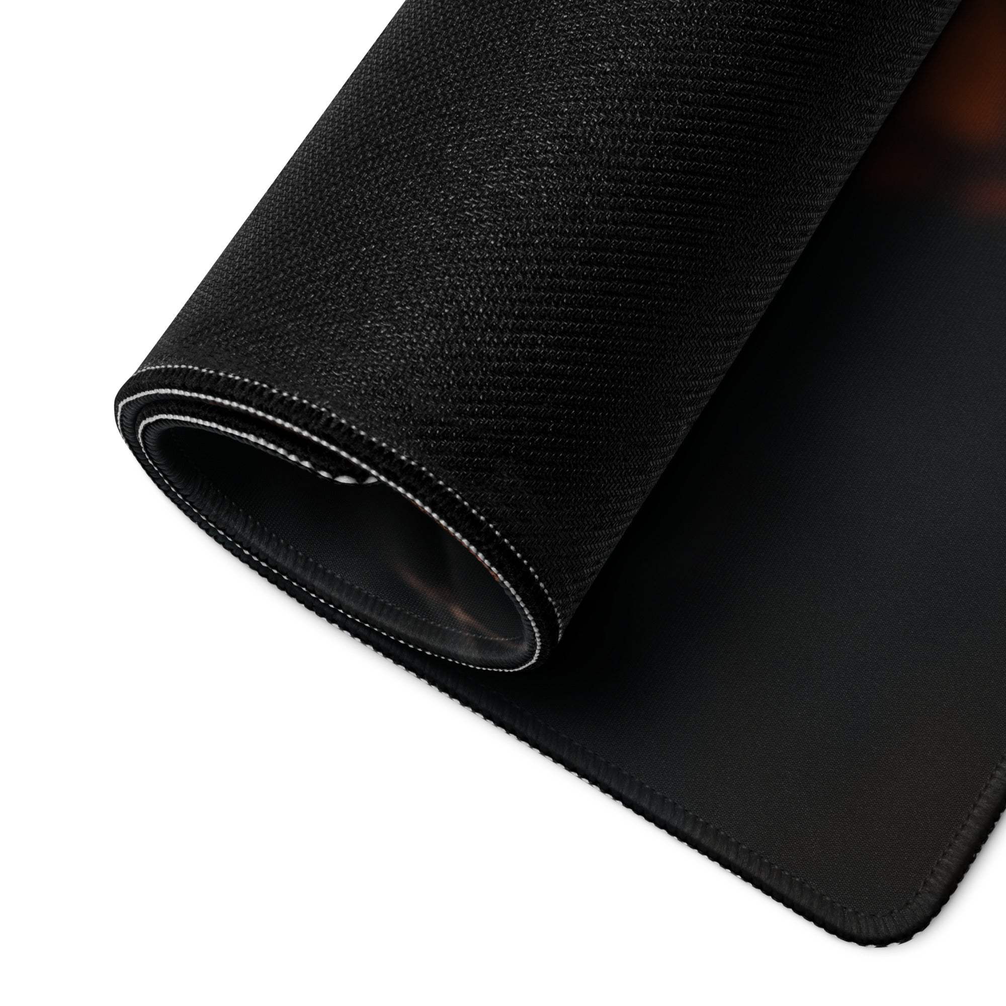 Halloween pumpkin moody dark large gaming mouse pad with black textured stitched edges