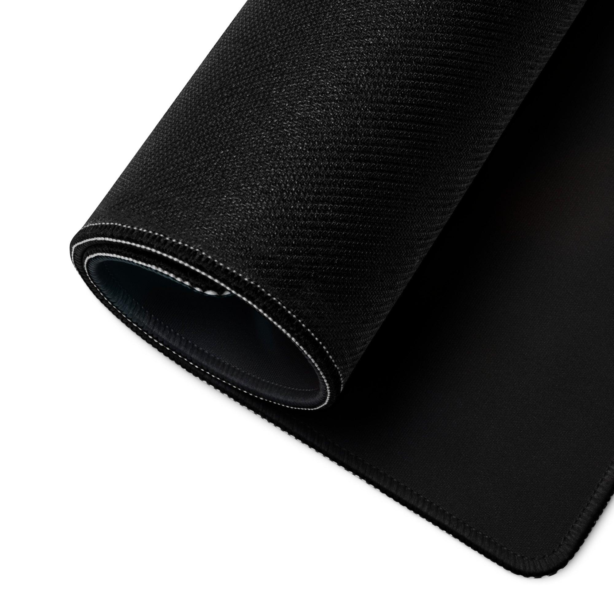Black textured Moody Halloween Pumpkin gaming mousepad with white stitched edge
