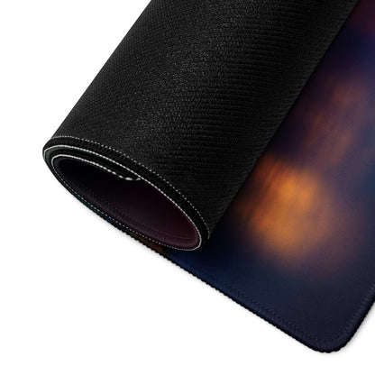 Halloween pumpkin glow gaming mouse pad with black textured orange-blue gradient
