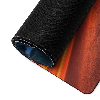 Black textured Neon Forest Road gaming mousepad with orange-red gradient