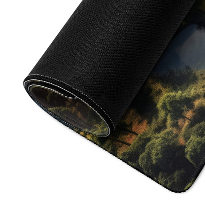 Black textured forest trees mousepad with rolled edge and non-slip base