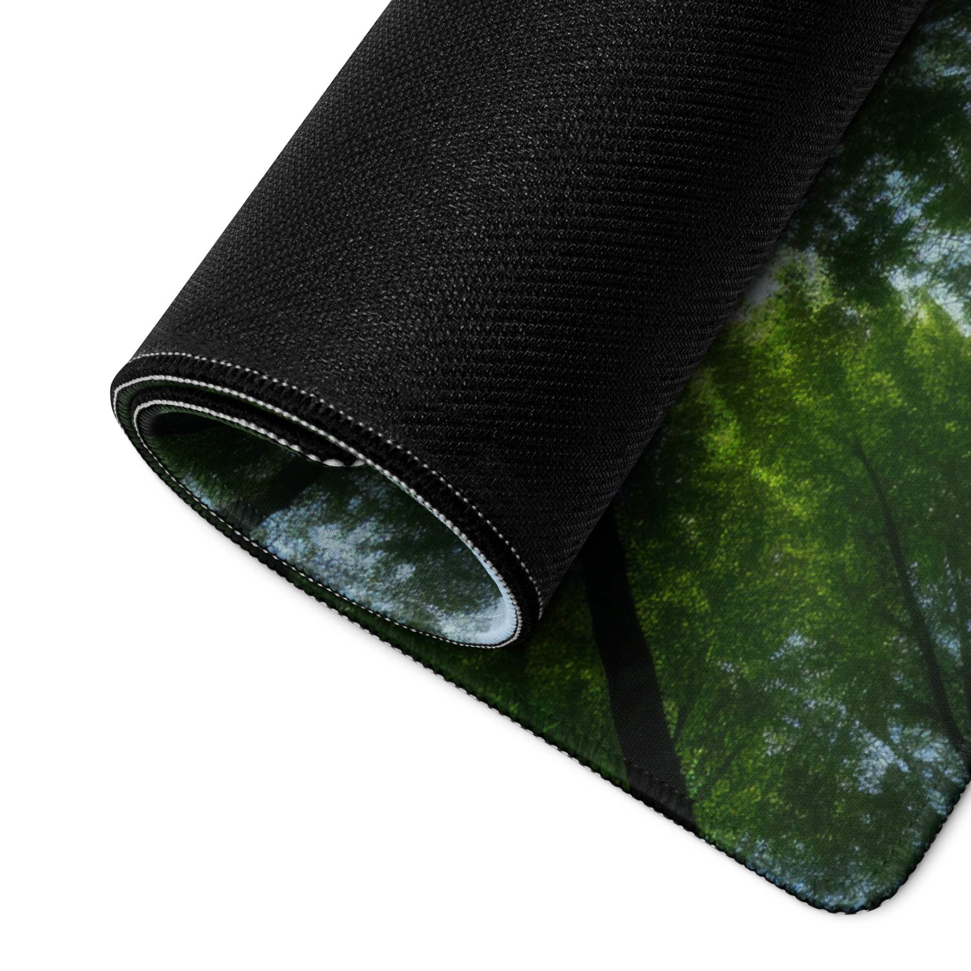 Black textured forest canopy gaming mouse pad with non-slip surface