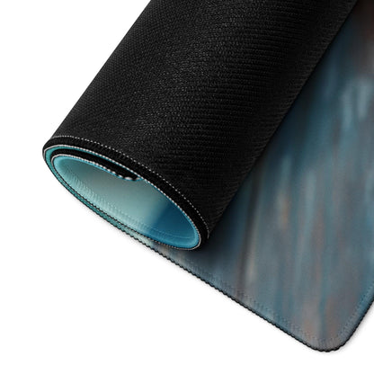 Premium Ocean View gaming mouse pad with black texture, teal lining, gradient