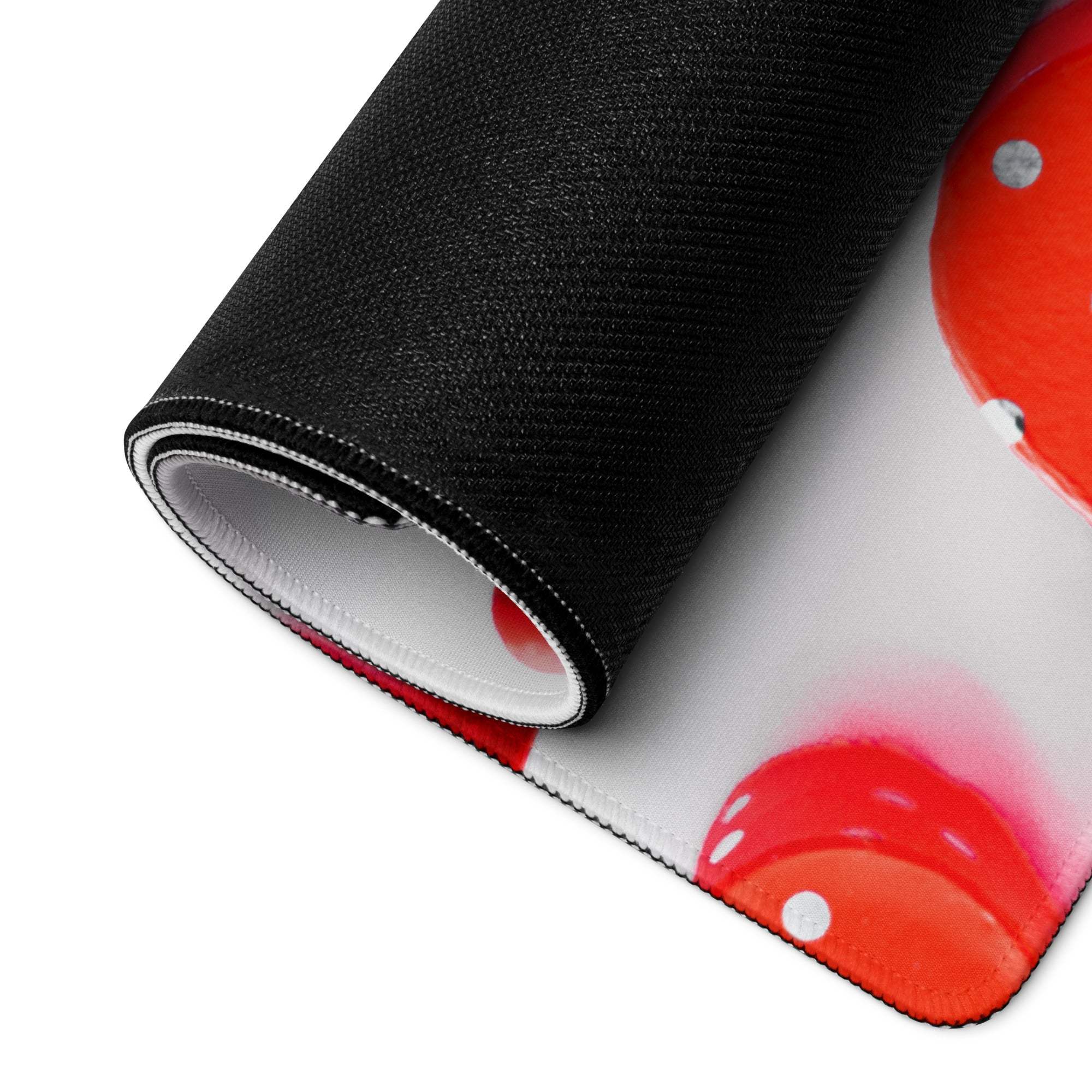 Valentine black red mushroom gaming mousepad textured non-slip stitched