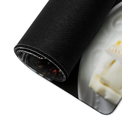 Black premium gaming mouse pad with white cake slices print