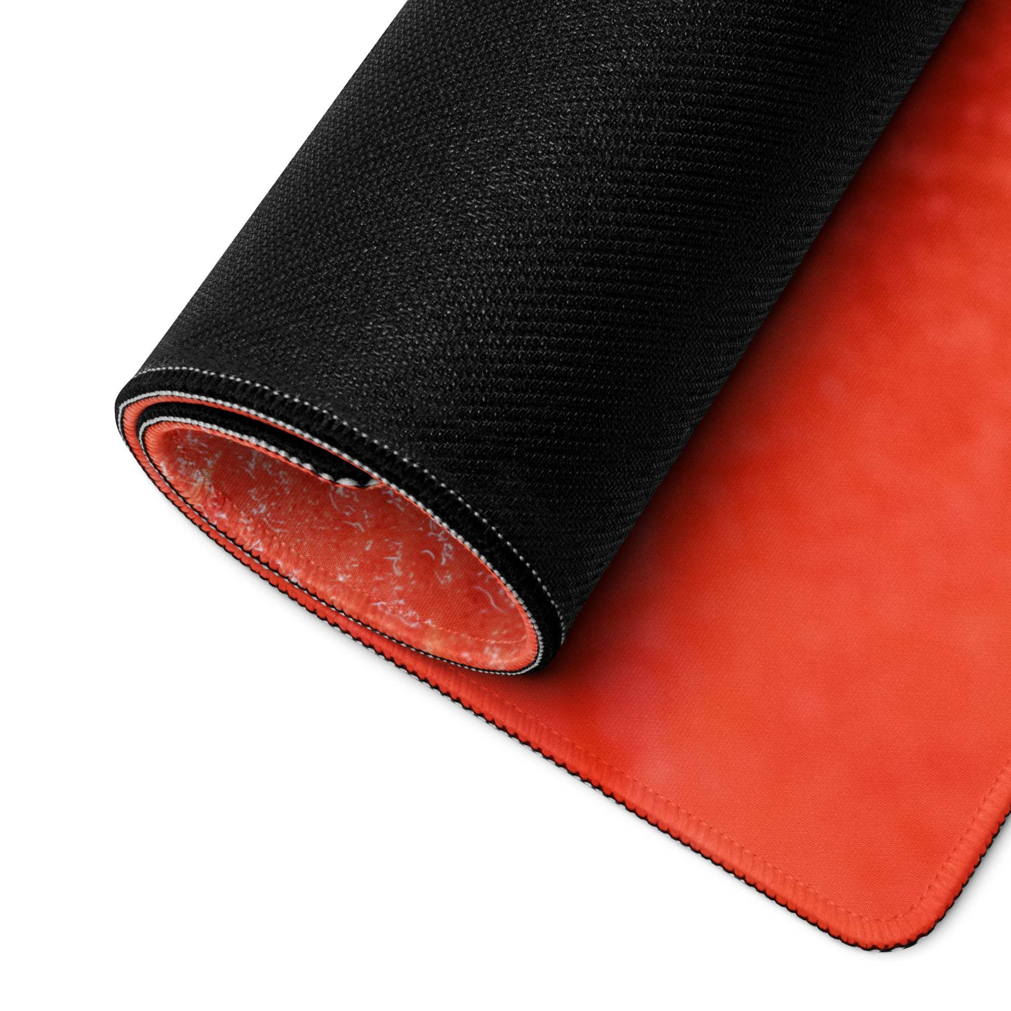Vibrant watermelon gaming mouse pad large with black orange texture non-slip base