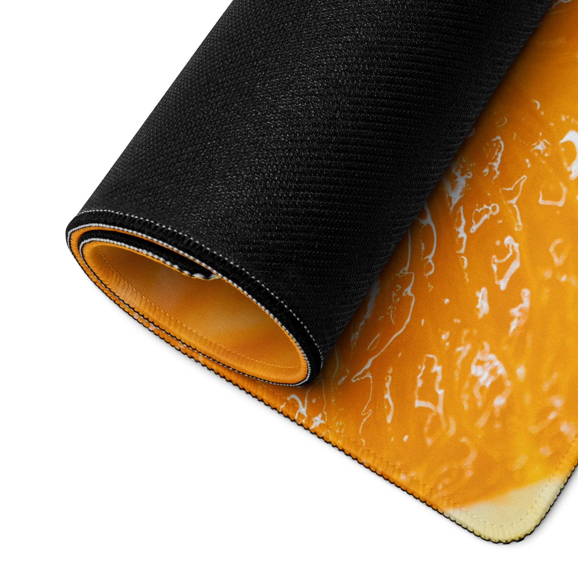 Black and orange melting orange slice textured gaming mousepad
