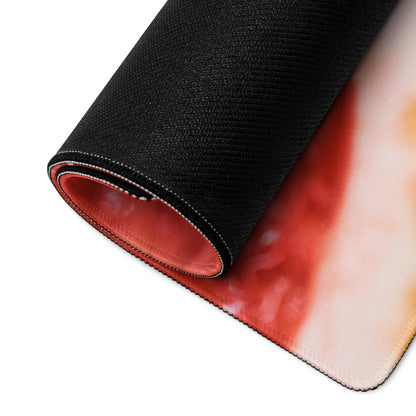 Black textured Vibrant Grapefruit gaming mousepad with red white edge design