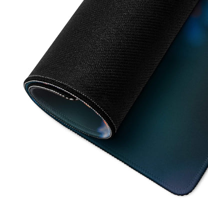 Black textured gaming mousepad with blue gradient and butterfly design