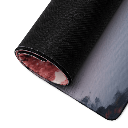 Black textured back of pink cherry blossom mountain gaming mouse pad