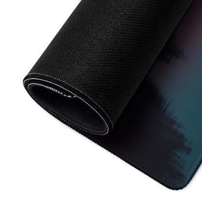 Black textured mousepad with deep blue to teal gradient and non-slip base