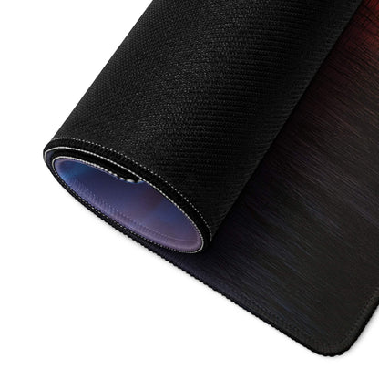 Black textured panoramic sunset gaming mouse pad with stitched gradient edge