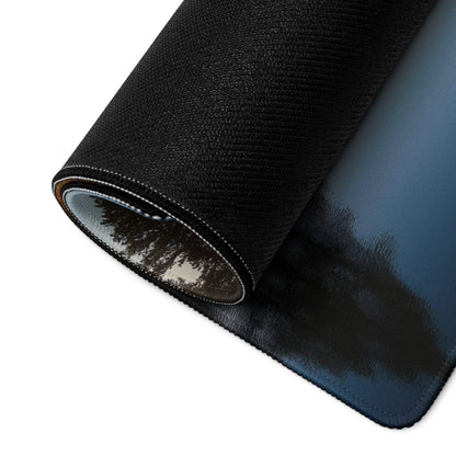 Black textured Autumn Forest gaming mouse pad with non-slip base