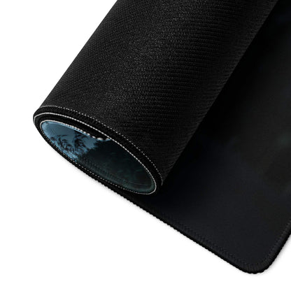 Black textured Forest Serenity mousepad with subtle forest edge scene