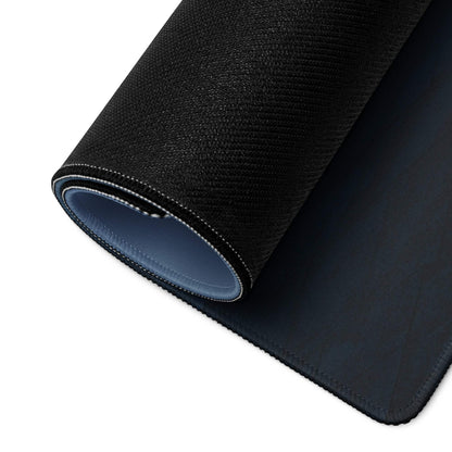 Black textured Moody Gaming Mouse Pad with blue mist lining and stitched edges