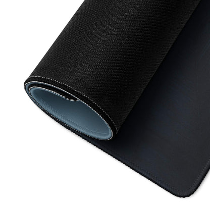 Black Moody Blue Mist gaming mousepad with gray lining and stitched edges