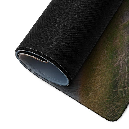 Black textured camo mousepad with stitched edges and non-slip backing