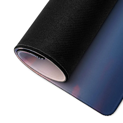 Black textured mousepad with dreamy pink sunset mountain gradient design
