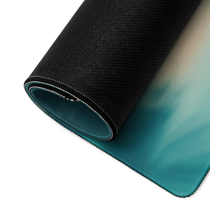 Black and teal gradient Ocean Sunset gaming mousepad with textured surface