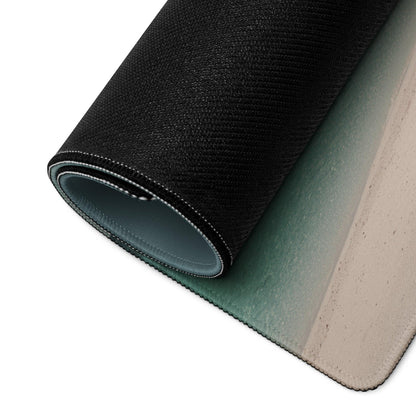 Premium beach gaming mouse pad with black-to-teal-beige gradient edge