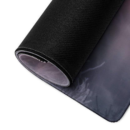 Black textured Winter Forest Pink Dawn gaming mousepad with gradient