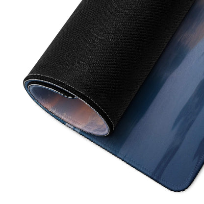 Black textured back of Elegant Winter Landscape icy blue gaming mouse pad