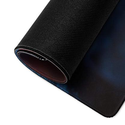 Back side of Dark Blue Neon Glow large gaming mouse pad with black textured non-slip base and subtle blue gradient