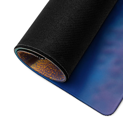 Rolled-up Premium Abstract Aurora iridescent ocean blue gold gaming mouse pad