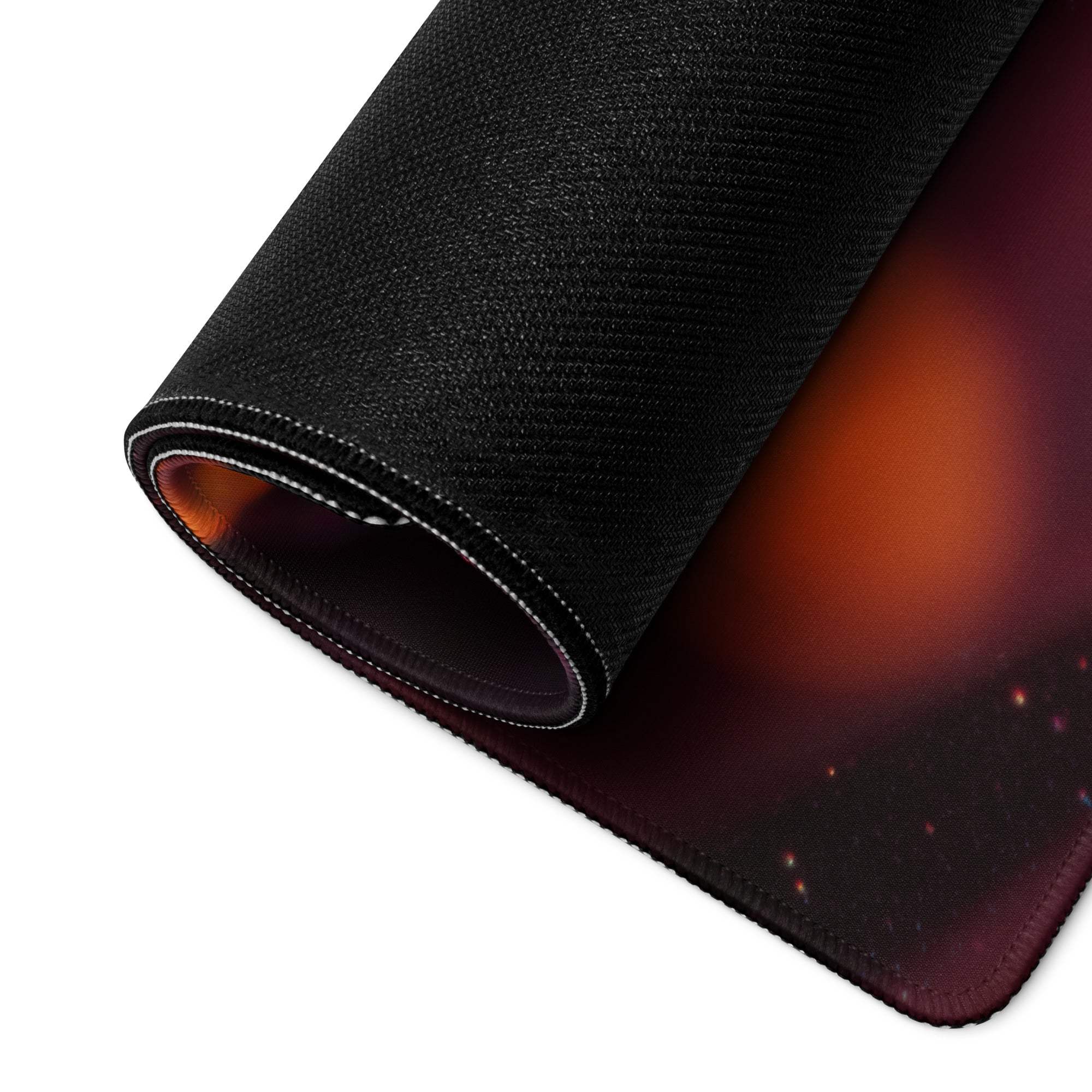 Premium large non-slip gaming mousepad with purple orange cosmic gradient