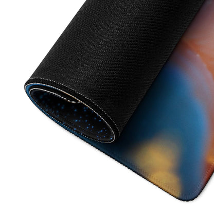 Sleek large non-slip Ocean Blue Nebula gaming mousepad with cosmic textured design