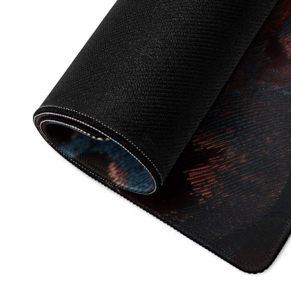 Black cosmic textured gaming mouse pad with vibrant multicolor design