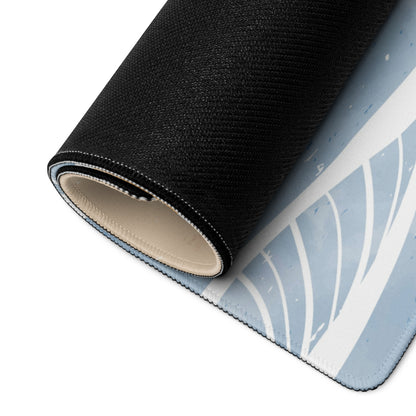 Boho Ocean Wave Mouse Pad Large 36x18 Beige Blue Orange Non Slip Edge Stitched Desk Pad