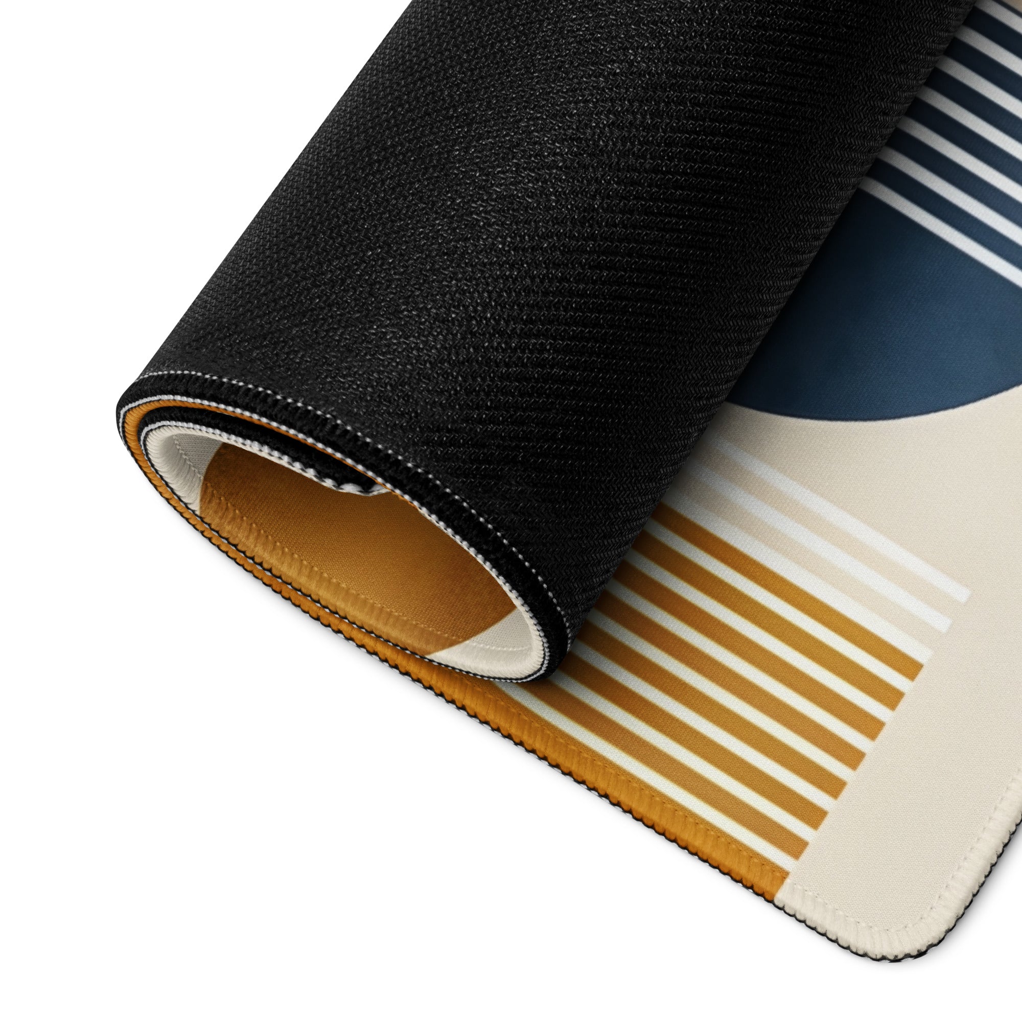 Boho Geometric Abstract Art Mouse Pad Orange Navy Cream Color Block Desk Mat for Gaming and Office