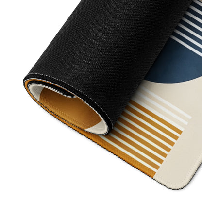 Boho Geometric Abstract Art Mouse Pad Orange Navy Cream Color Block Desk Mat for Gaming and Office