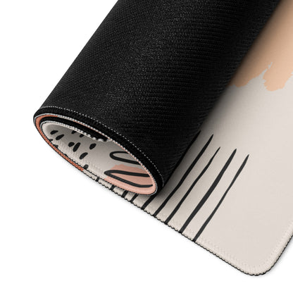 Boho Botanical Pastel Mouse Pad Abstract Art For Home Office Beige Pink Peach Gray Large Non Slip Desk MatEdgeStitching