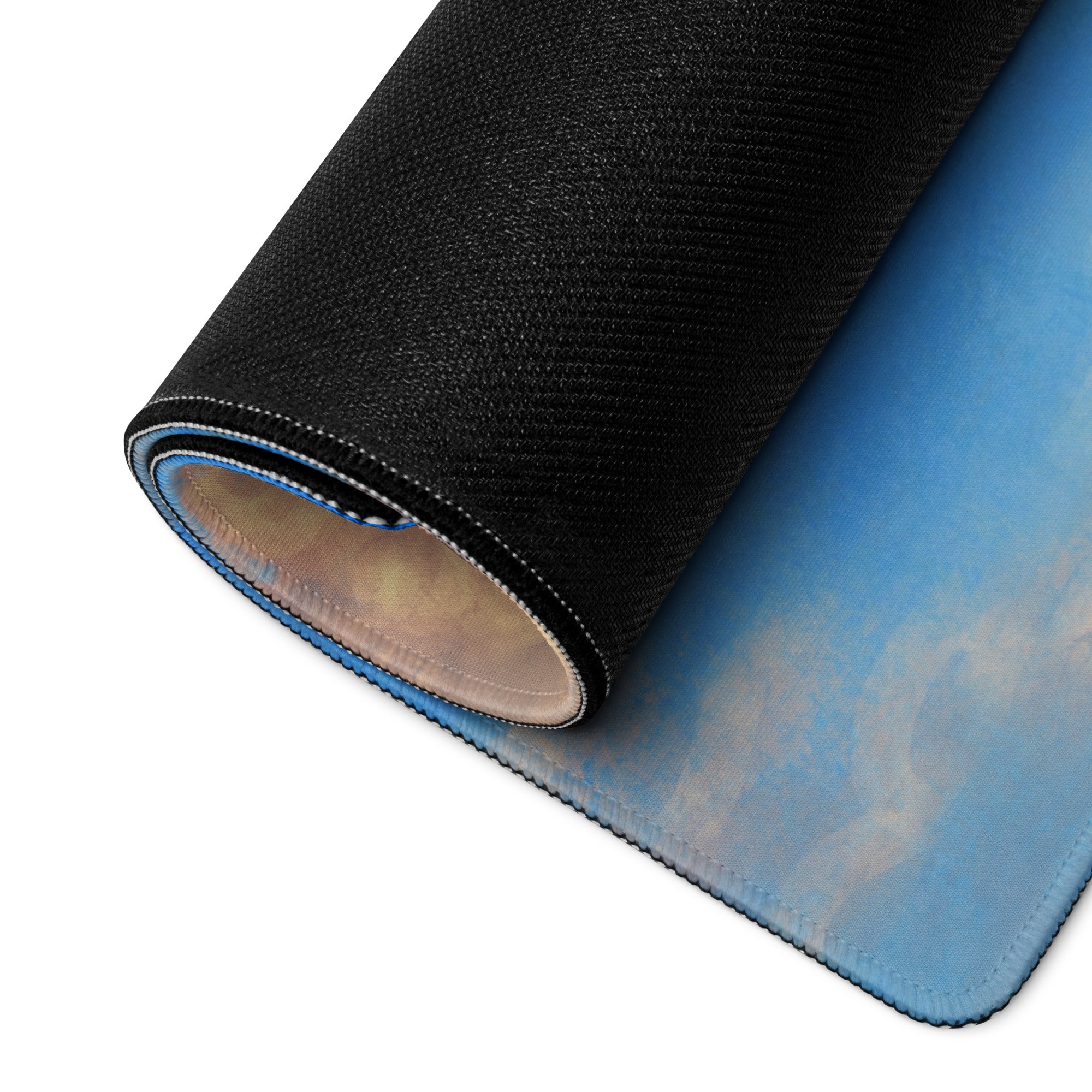 Sky Ladder Blue Sky Clouds Desk Setup Contemporary Oversized Gaming Mouse Pad 36x18 Digital Art