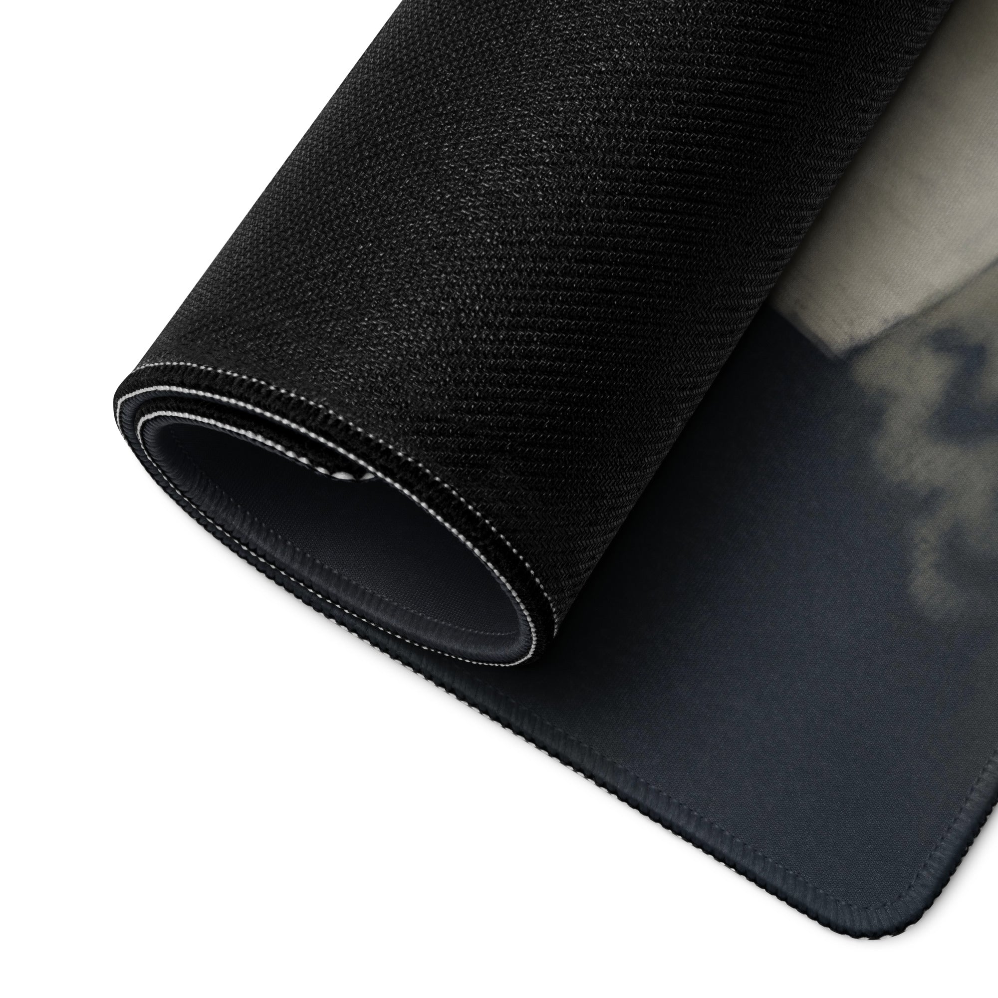 Contemporary Black Gray Mouse Pad With Cracked Marble Sculpture Motif For Gaming Desk Setup