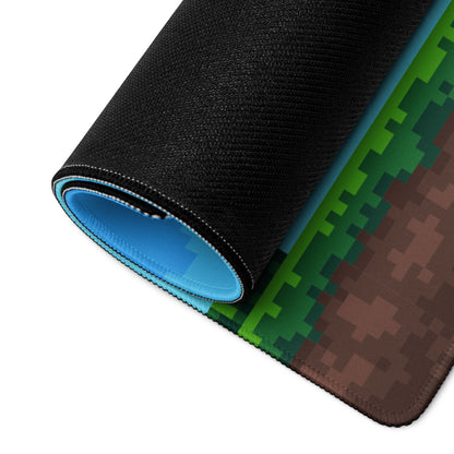 Gaming Mouse Pad Blue Pixel Art For Desk Setup Retro Arcade Style Level Up Theme Non Slip Surface Large