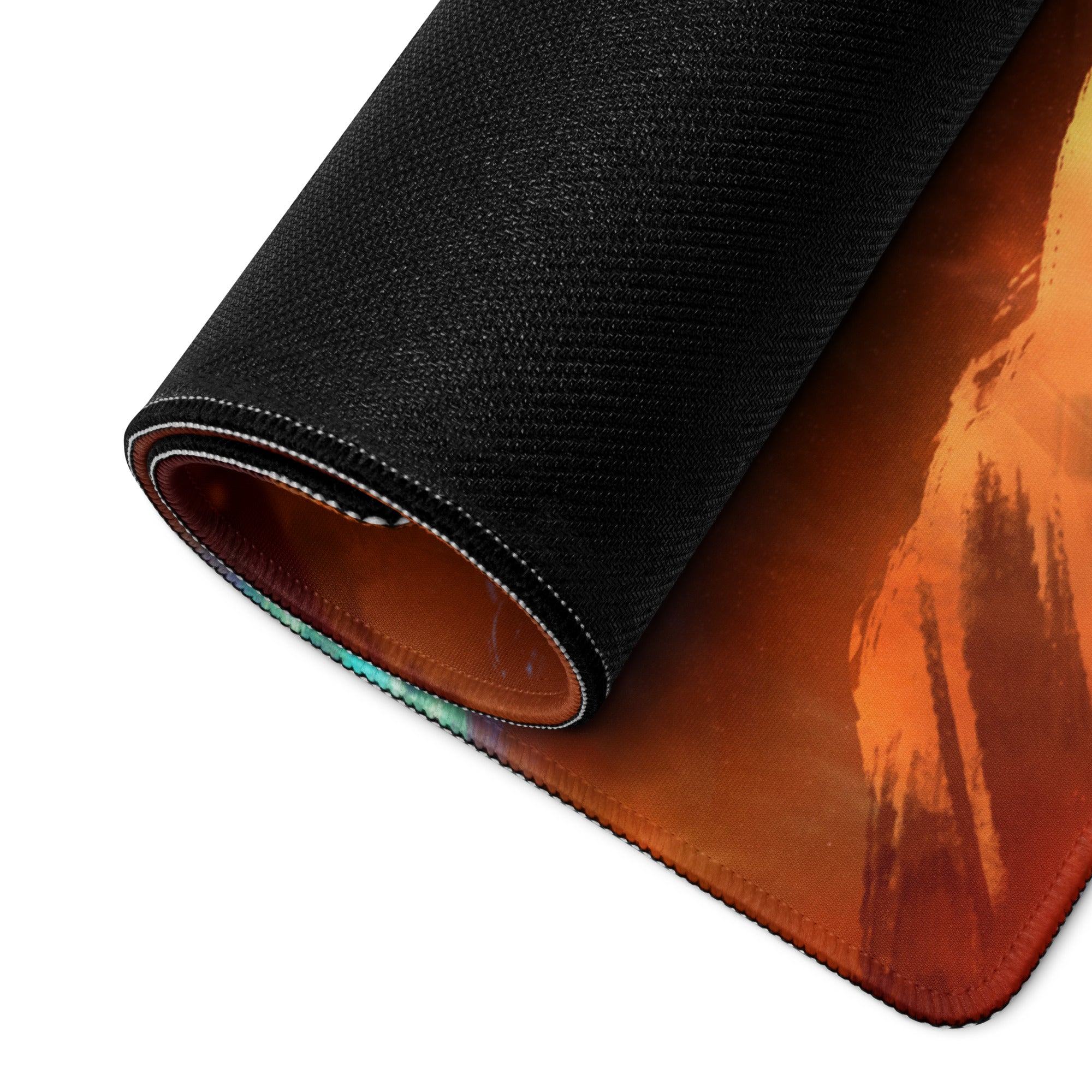 Gaming Mouse Pad Orange Red Black Large Desk Setup Fiery Cinematic Illustration For Gamer Dota CS Go Pro Gamers