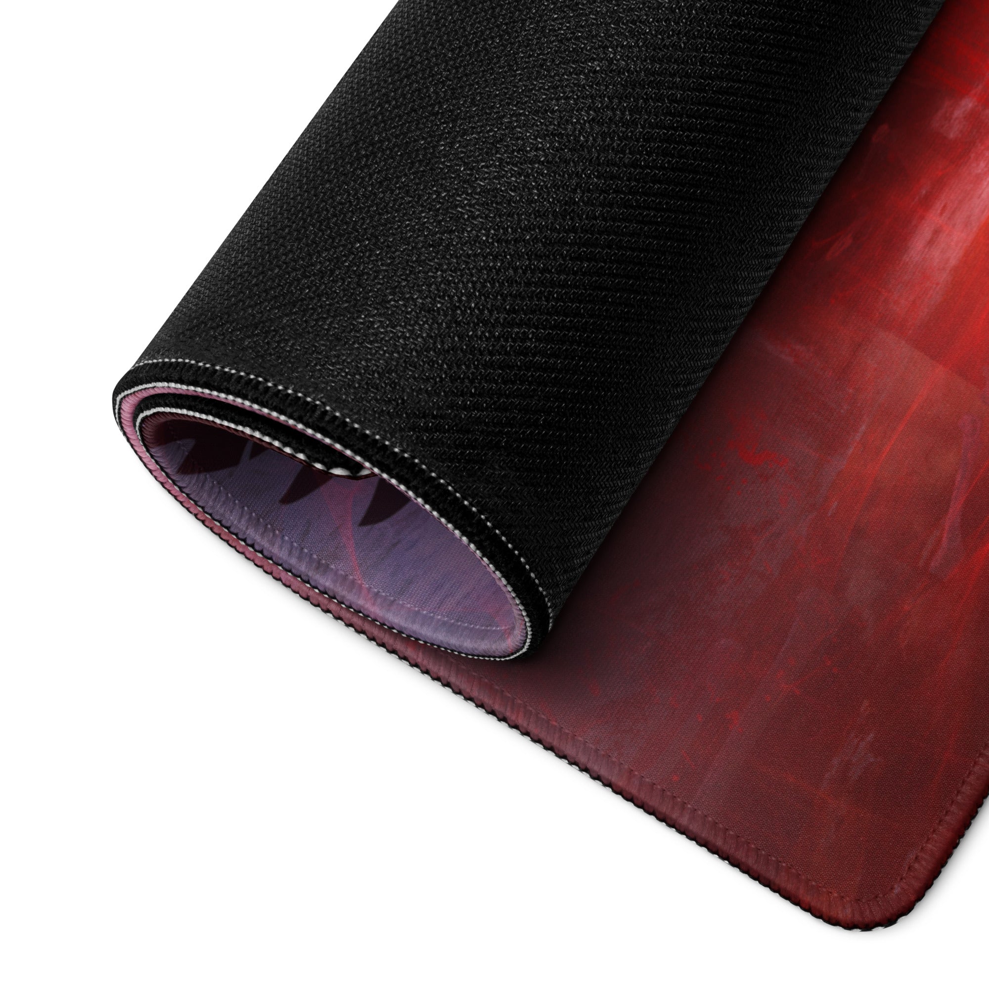 Gaming Mouse Pad Red Purple Black Winged Knight Epic Dark Fantasy Art For Gaming Desk Setup Edge Stitching Non Slip