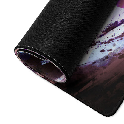 Gaming Mouse Pad Large Size Purple And Blue Abstract Battle Art For PC Desk Non Slip Backing Edge Stitching