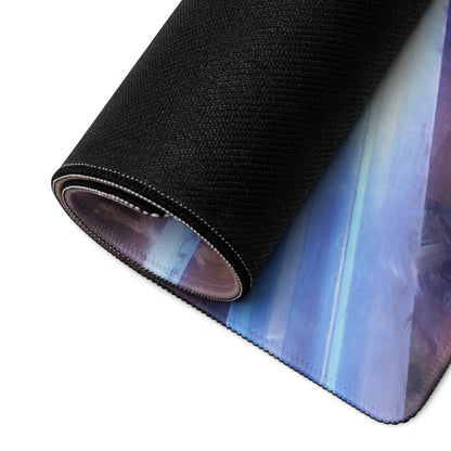 Knight Battle Fantasy Gaming Mouse Pad Blue Purple Tones for Gaming Desk Epic Painterly Artwork