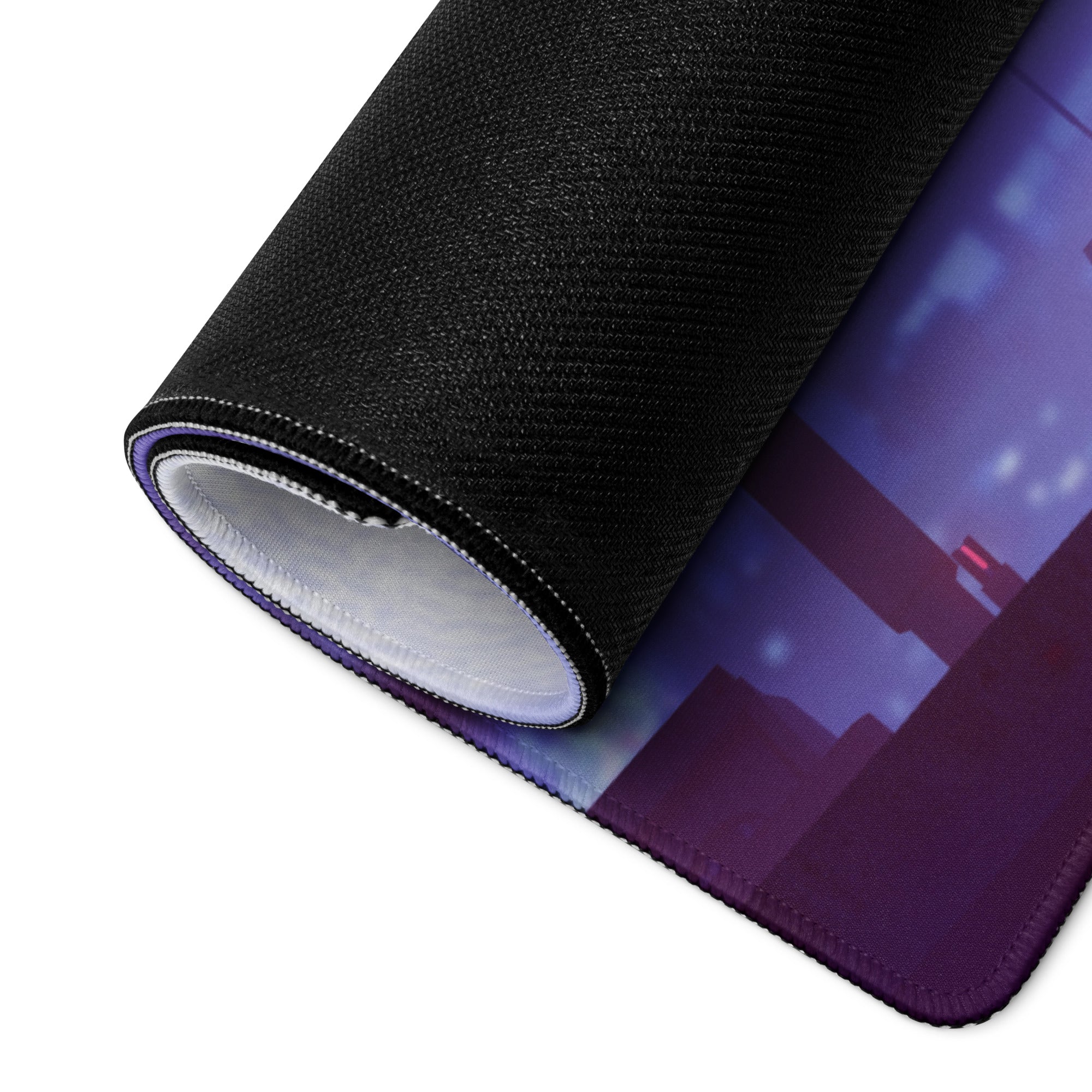 Purple Blue Gaming Mouse Pad Large Size For Desk Setup Non Slip Base Anime Silhouette Art