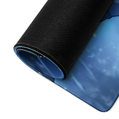 Blue Anime Style Gaming Mouse Pad For Desktop Setup Large Size With Non Slip Base And Edge Stitching