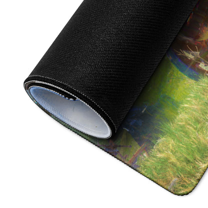 Gaming Mouse Pad Blue Large Non Slip Desk Mat For PC Gaming Setups Fantasy Battle Art
