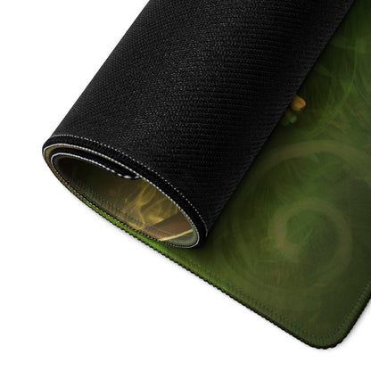 Gaming Mouse Pad Neon Green Arcane Swirl Large Non Slip Desk Mat For PC Setup Fantasy Art Style Desk Accessory